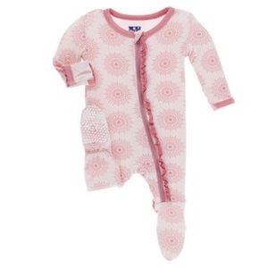 Print Muffin Ruffle Footie with Zipper in Macaroon Mandala (12-18 Months)